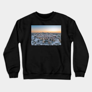 Warsaw old town, snow-covered roofs and and distant city center Crewneck Sweatshirt